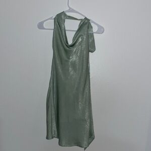 SHEIN Cowl Neck Backless Mini Dress Pastel Green